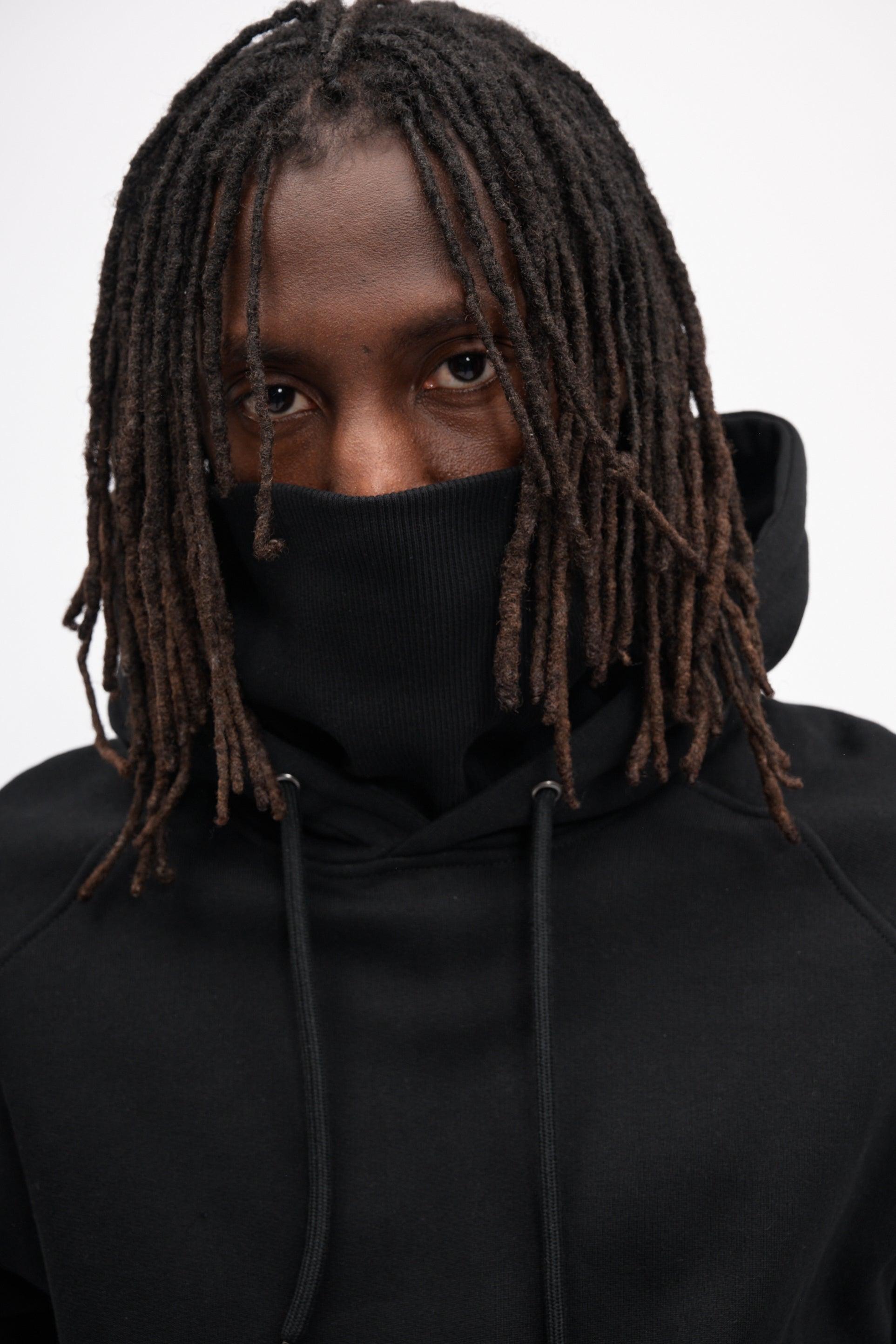 Cleptomanicx Mask Boxy Hooded Black Sweat Herren schwarz